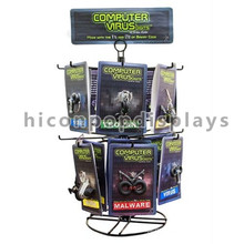Qualität 16 Wire Hooks 2-Tier Schwarz Metall Rotating Custom Signage Schlüsselanhänger Display Countertop